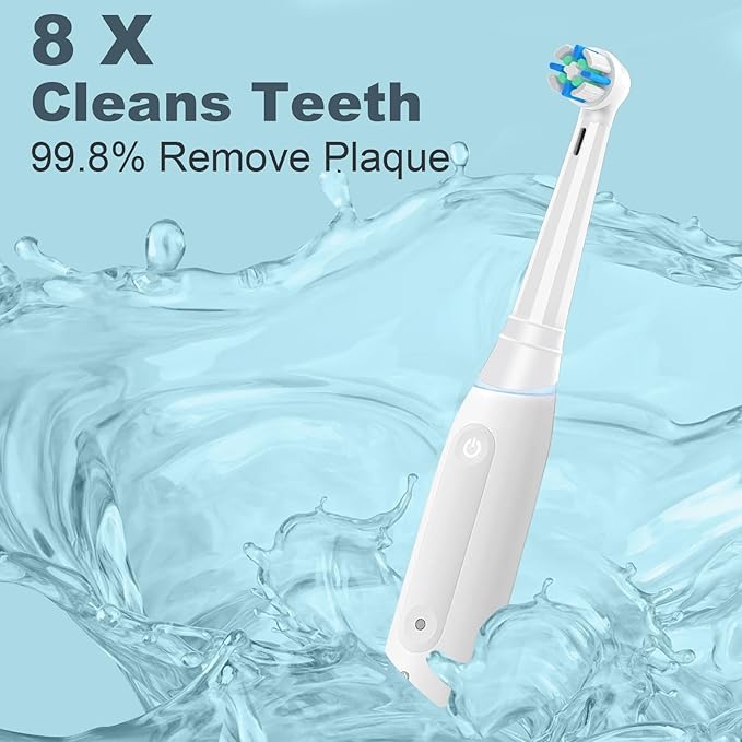 8 Pack Replacement Heads Compatible with Oral B IO 2/3/4/5/6/7/8/9/10/Deep Clean Series Electric Toothbrush, Brush Heads Refill Compatible with Oral B IO for Teeth and Gums Care (White)