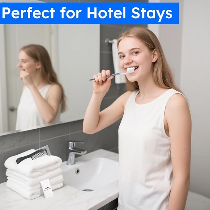 Travel Toothbrush Kit, Hygiene Kit Comes in A Double Sealed Individual Package, Personal Hygiene Kit for Hotel, Camping, Home and Travel (10 Set)
