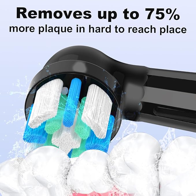 IO Replacement Heads Compatible with Oral B IO 2/3/4/5/6/7/8/9/10/Deep Clean Electric Toothbrushes, Brush Heads Compatible with Oral B IO with Medium Bristles (12 Black)