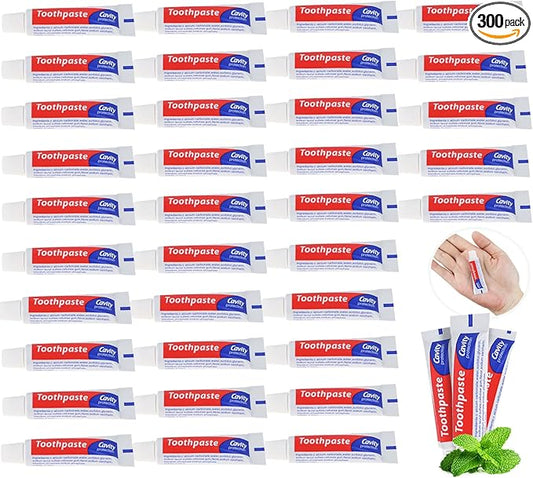 HAIFOTRVA 300 Tubes Bulk Travel Size Toothpaste, 0.176 oz Extra Small Mint Mini Disposable Toothpaste for Hotel, Guests, Homeless, Charity
