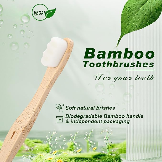 Sieral 24 Pcs Toothbrushes Extra Soft Bristles Wooden Bamboo Toothbrush 20000 Soft Natural Bristle Toothbrush for Kids Adults Home Travel Individually Wrapped (Wave Handle)