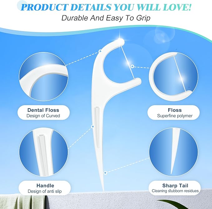 Individually Wrapped Floss Picks, 52 Count Multi-Color Oral Care Flossers for Adults with Handy Case, Mini Disposable Dental Floss Singles Bag for Travel, Hotel, Restaurant, Office, Car, Wedding