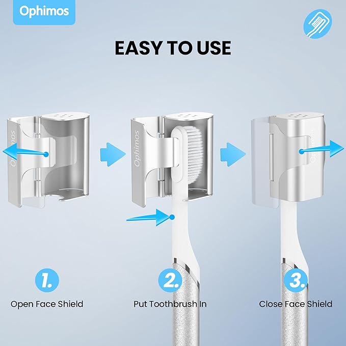 Aluminum Alloy Toothbrush Head Cover/Cap/Protector Case,Travel Toothbrush Covers Long-lasting Toothbrush Head Caps for Most Electric/Manual Brushes, 2 Count - Silver+Blue