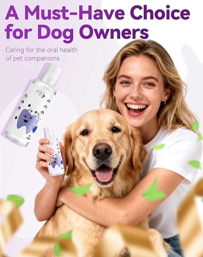Dental Water Additive, Specialized Dental Care Formula，Natural Flavorless Teeth Cleaning Mouthwash, Freshens Dog Breath & Promotes Healthy Gums, Easy Daily Use for All Pet (200ML)