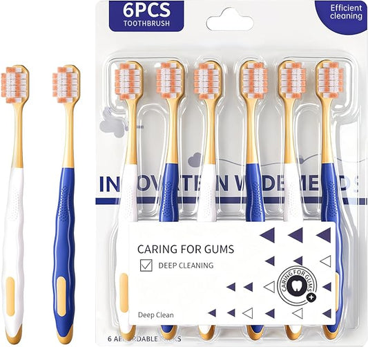 Extra Soft Toothbrush for Sensitive TeethWith ，10000 Bristles Nano Toothbrush Soft Bristles for Sensitive & Receding Gums, Perfect for Whiter Teeth, 6 Pack