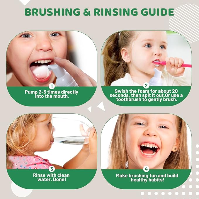 NOHOO Fluoride Free Foam Toothpaste Kids Watermelon,Natural Training Toothpaste for Baby Toddler Children Oral Cleaning and Cavity Protection(2 Pack)