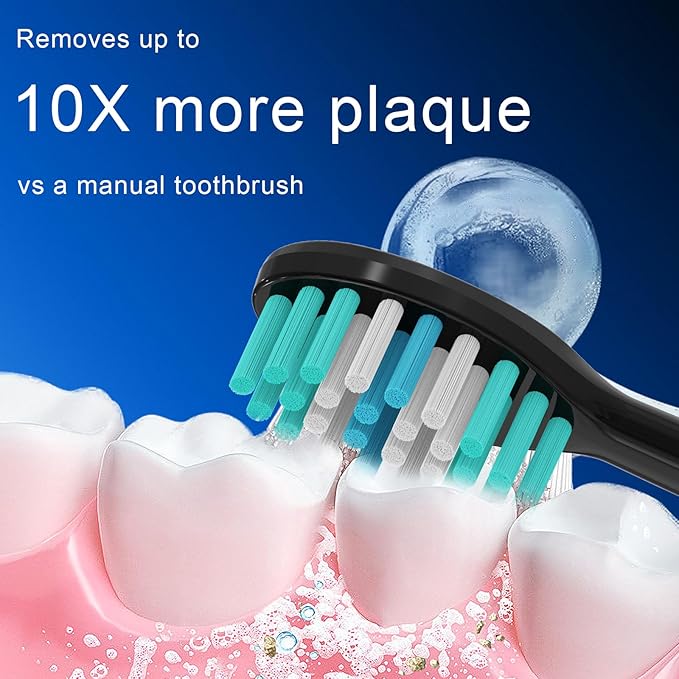 8 Pack Replacement Toothbrush Heads for AquaSonic Black Series & Pro/Vibe Series/Duo Series Pro - Compatible with Aqua Sonic Electric Toothbrush, Dupont Bristles with Cover-Black