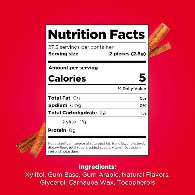 PUR Gum | Aspartame Free Chewing Gum | 100% Xylitol | Natural Cinnamon Flavored Gum, 55 Pieces (Pack of 12)