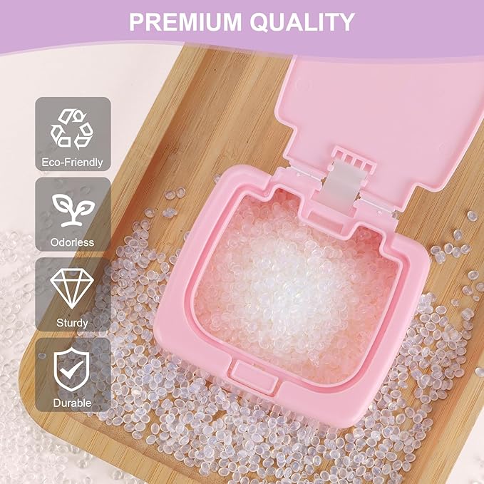 JGB 2 Packs Floss Pick Holder Container With One-Touch Opening, Quick Refill For Qtip, Cotton Swabs, Balls, Pads - Reusable Square Dispenser Box For Home, Hotel, Office Organizers and Storage - Pink