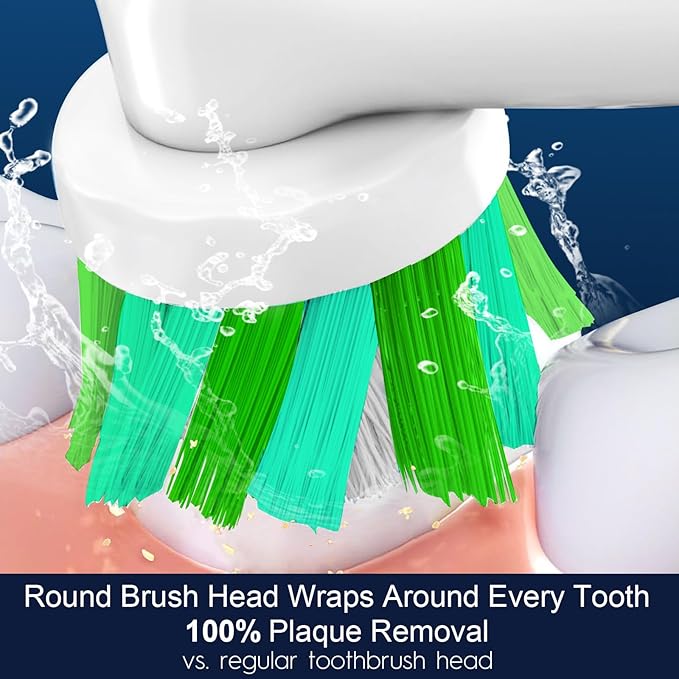 4 Count Cross Clean Replacement Heads Compatible with Oral B for Deep Clean, Brush Heads Compatible with Oral B Braun Pro 1000/500/Genius x Electric Toothbrush Heads (White)