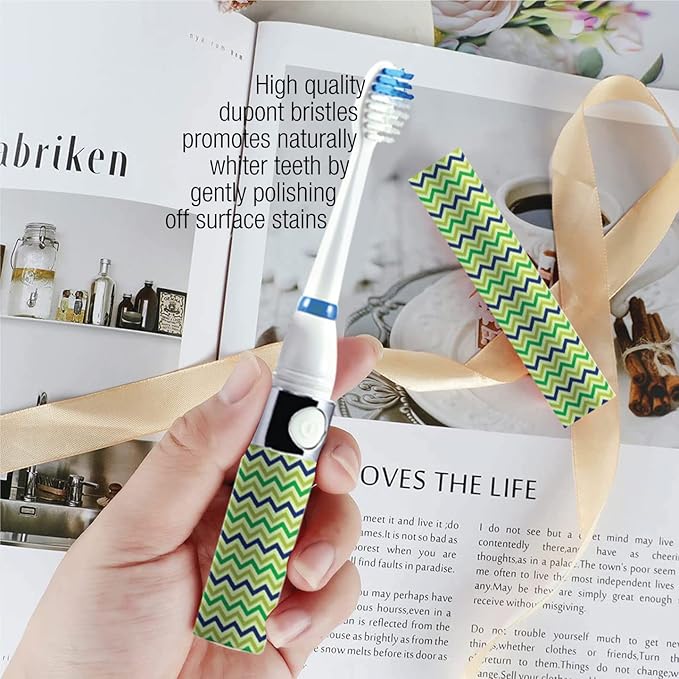 Pursonic Portable Sonic Toothbrush Battery Operated, Battery Included, 3 Brush Heads Included, 22,000 Strokes Per Minute, Brush On The Go (Green)