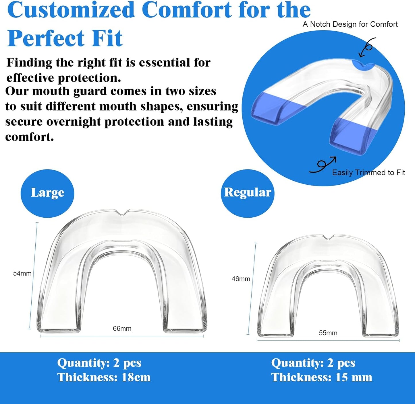 Xoyeie Night Guard for Teeth Grinding – Boil-and-Bite, Custom Fit, Food-Grade EVA, 6-Pack, Adults