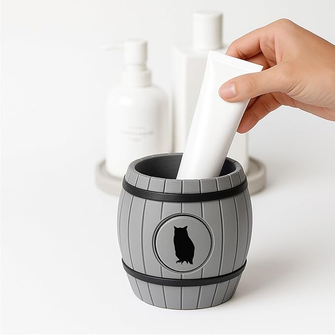 Toothbrush Holder for Bathroom – Hygienic Quick-Drying Barrel Organizer for Toothbrushes & Toothpaste, Food-Grade Plastic, Modern Countertop Storage