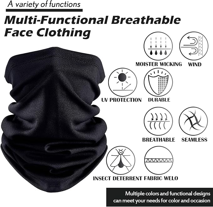 6 Pieces Ski Mask for Men Neck Gaiters Scarf Face Covering Balaclava Winter Cycling Running Fishing Masks Windproof Bandana (Green, Gray, Black, Riyal Blue, White, Dark Gray,6 Pieces)