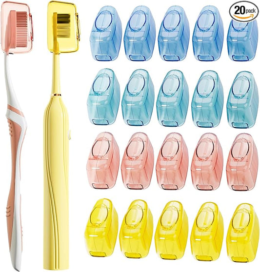 Muslish 20 Pack Toothbrush Covers, Portable Toothbrush Head Cover Caps, Toothbrush Case Protector for Home and Travel, Fits Most Manual and Electric Toothbrushes (Yellow)