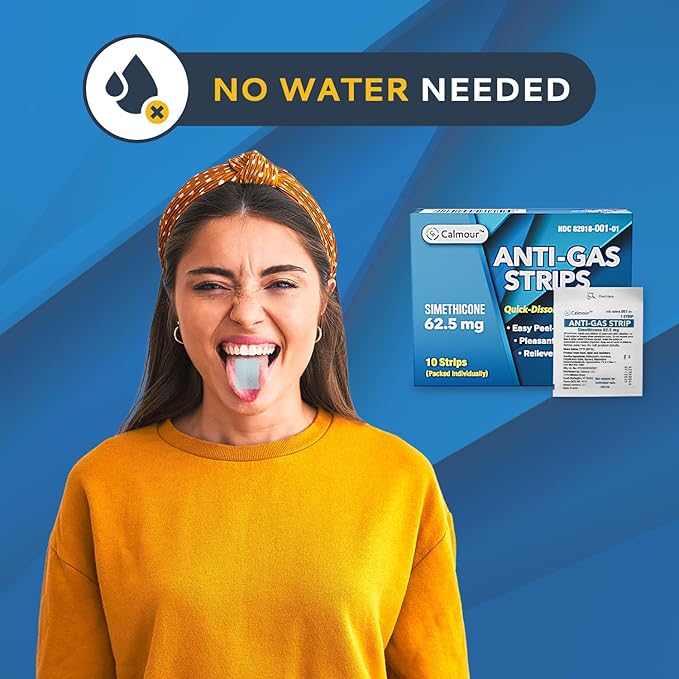 Anti Gas Relief 100 Strips | Mint Flavor Oral Dissolvable Anti Bloating Relief Strips | Rapid Gas Relief for Adults | Effective Bloating Relief for Women | Simethicone Anti Bloating for Women