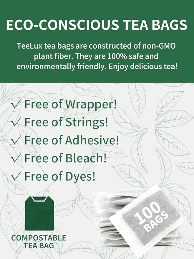 TeeLux Burdock Root Tea Bags, Pure Natural Burdock Root, Caffeine Free, Premium Herbal Tea, 100 Tea Bags