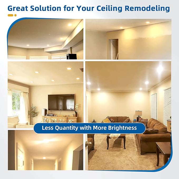 8 Pack Recessed Lighting 4 inch, 3000K Ultra-Thin LED Canless Recessed Lighting, Retrofit Dimmable Recessed Lights, 1200LM 12W=150W Wafer Lights - ETL & Energy Star Certified