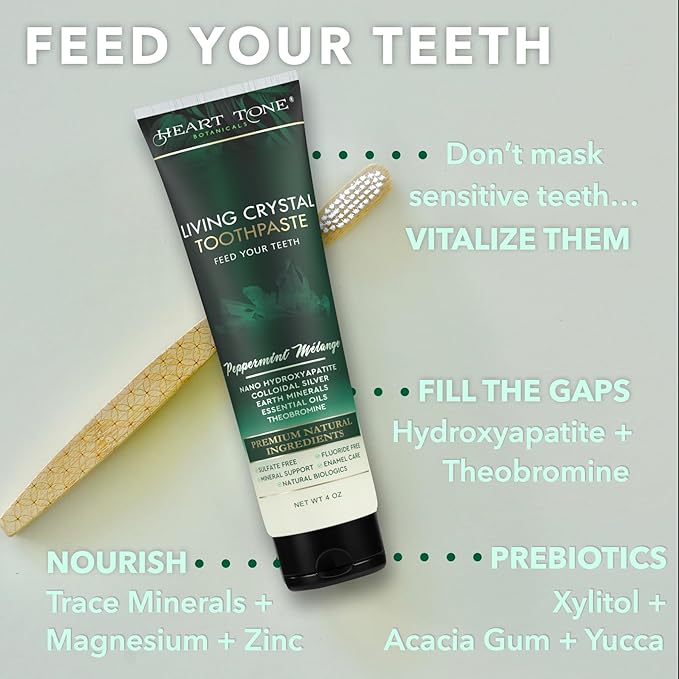 Complete Oral Wellness Duo – Living Crystal Hydroxyapatite Toothpaste & Antioxidant Oil Pulling Conditioner – Fluoride-Free, Natural, Enamel-Supporting, 18 Botanicals – Mint