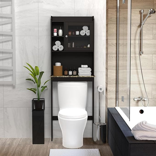 Over The Toilet Storage Cabinet with 3-Tier Shelves,Space-Saving Bathroom Organizer Rack Freestanding Shelf Unit for Bathroom (2)
