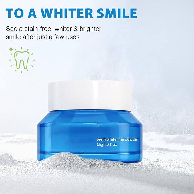 Teeth Whitening Powder, Natural Teeth Whitener, Teeth Whitening Powder Toothpaste, Instant Teeth Whitening and Stain Removal, Fresh Breath (3PCS)