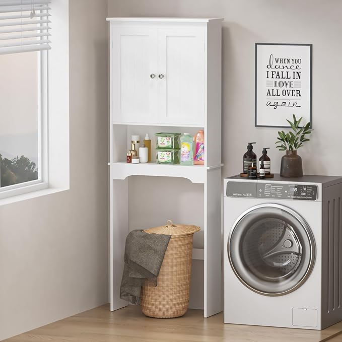 Over The Toilet Storage Cabinet with 3-Tier Shelves,Space-Saving Bathroom Organizer Rack Freestanding Shelf Unit for Bathroom (1)
