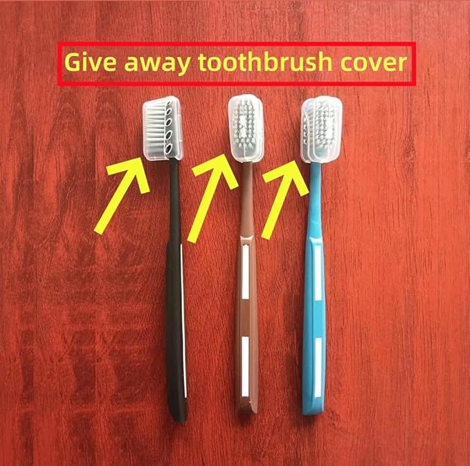 Adult Manual Hard-bristled Toothbrushes with Cover, Wide Head Medium Size,Hard Blue and Black Toothbrush 10 Count (1 Pack)