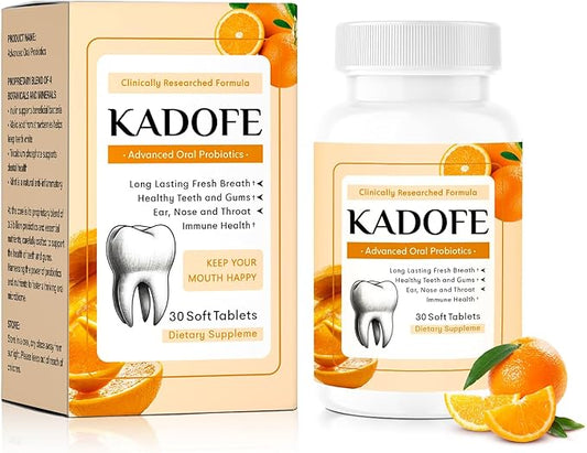 Oral Probiotics for Teeth and Gums & Fresh Breath - Gum Restore & Bad Breath Treatment for Adults |3.5 Billion Advanced Oral Probiotics for Bad Breath, Chewable 30 Tablets (Orange-1pcs)