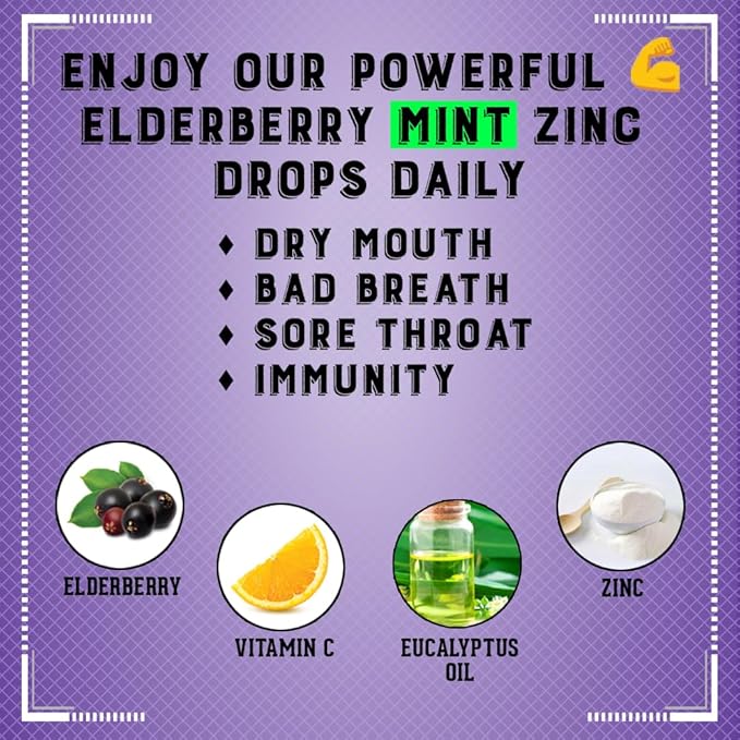 Vocal Eze Elderberry Mint with Vitamin C and Zinc (40) | Lozenges to Relieve Sore, Hoarse, Fatigue, Dryness of Throat | Voice Support, Sugar Free
