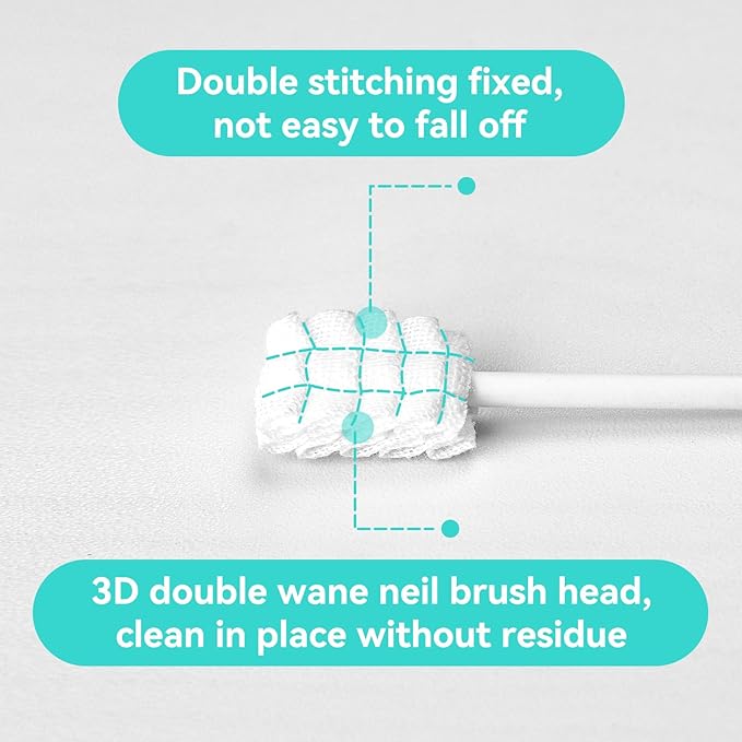 Baby Tongue Cleaner Toothbrush 30Pcs Disposable Infant Tooth Brush Clean with 2Pcs Finger Toothbrush Baby Oral Cleaning Stick Gauze Cleaner Stick Dental (Grey, 30 Piece Assortment)