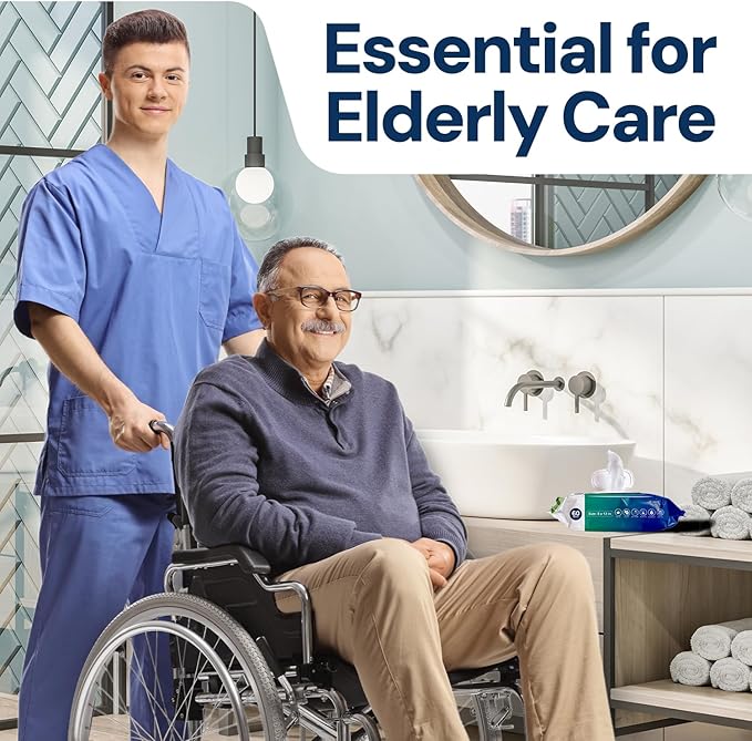 Adult Wipes For Elderly - 8"x13" Extra Large & Soft Wet Wipes for Adults Bathing No-Rinse - Incontinence Disposable Washcloths, Vitamin E & Aloe Infused for Men & Women 720ct (12 Packs of 60)