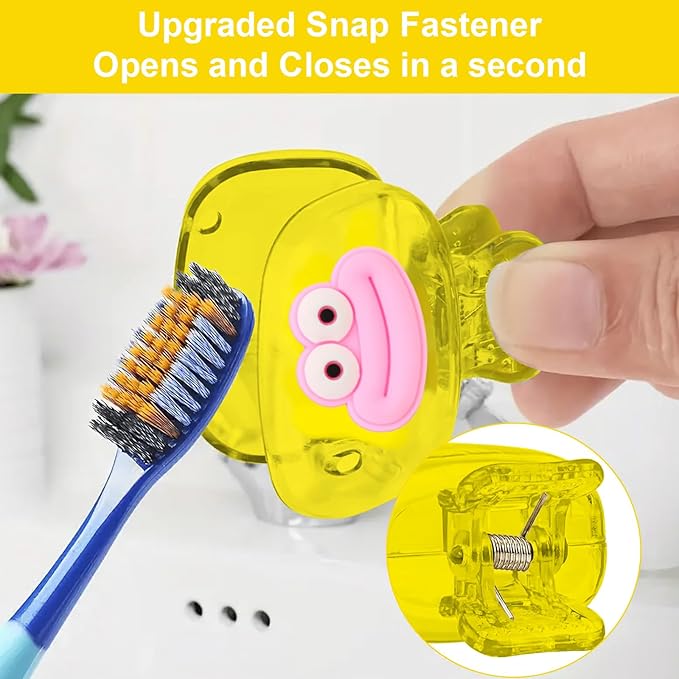 Upgrade Travel Toothbrush Head Covers Toothbrush Protector Cap Brush Pod Case Protective Portable Plastic Clip for Household Travel, Bathroom, School, Camping, Business (L, 2 Pack)