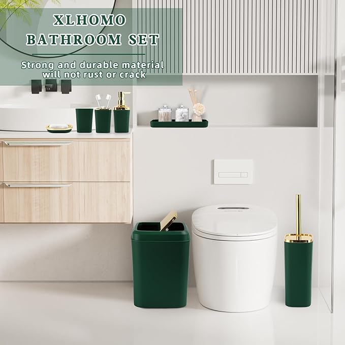 Bathroom Accessories Set - 26PCS Dark Green Bathroom Set, Bathroom Accessory Set with Shower Curtain and Rugs and Bathtub Mats for Home