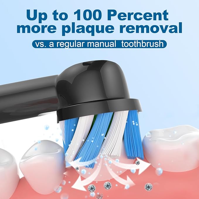 Replacement Heads Compatible with Braun Oral B Pro 1000, Genius X, Smart 1500 Electric Toothbrush, 8 Pcs Precision Brush Heads Refills Compatible with Oral B (Black)
