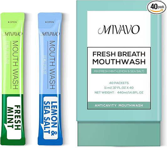 Travel Sizet Mouthwash Portable Strip Mouthwash for Fresh Breath Mint and sea Salt Mixed 20 Each