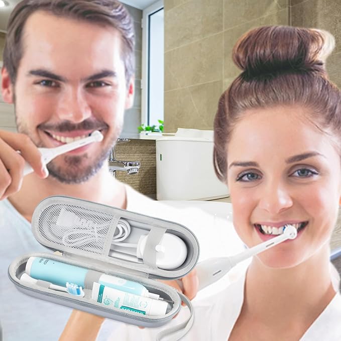 TYSORETY Toothbrush Travel Case for Oral B/Oral-B Pro 1000 1500 5000 7000 & Philips Sonicare 4100 1100 5300 5100 6100/iO Electric Toothbrush, Hard Protective Storage Bag (Silver-2)