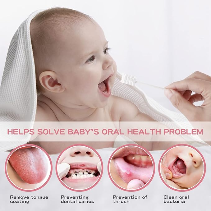 60Pcs Baby Tongue Cleaner, Baby Toothbrush, Disposable Infant Mouth Cleaner, Soft Gauze Toohthbrush Toddler Oral Cleaning Stick Dental Care for 0-36 Month Newborn
