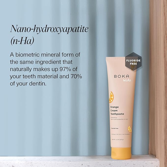Boka Fluoride Free Toothpaste Nano Hydroxyapatite Toothpaste - Orange Cream Flavor, 1.3 oz 2pk US Manufactured