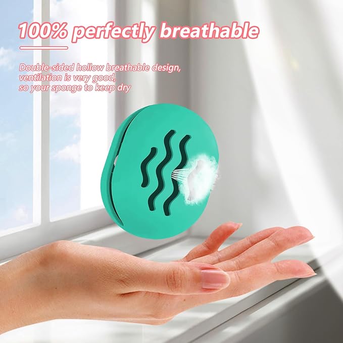 Makeup Sponge Holder,Travel Make up Sponges Organizer,Silicone Shatterproof Make Up Sponge Case,Breathable makeup sponge case, suitable for business or travel(Green)