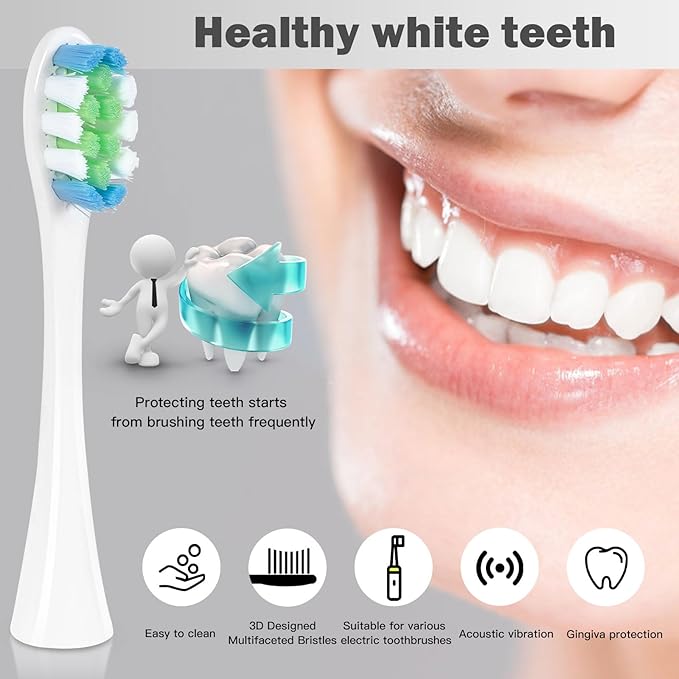 GTHUNDER Electric Rreplacement Toothbrush Heads Suitable for Oclean.with Hygienic Caps,Vacuum-Packed.Fits Adapted for All Oclean Models x pro Elite, X, X Pro,Flow,F1,Air 2-4Pcs(White)