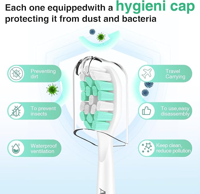 Aoremon Replacement Heads for Philips Sonicare ProtectiveClean 4100 5100 6100 and More Click-on Toothbrush, 8 Standard Replacement Toothbrush Heads