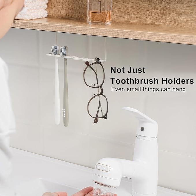 Wall Mount Toothbrush Holder for Shower Metal Toothbrush Stand (Innovative Magnetic Fixation Design), Wallmount 3/5 Slots Bathroom Cabinet Accessories Organizer (3 Slots)