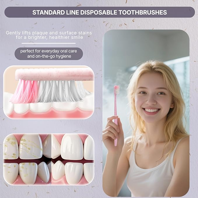 240-Pack Disposable Toothbrushes Individually Wrapped, Soft Bristle Bulk Travel Toothbrush for Adults, Kids, Guest, Hotel, Home, Camping, Donation – 4 Colors, Mini Manual Value Pack
