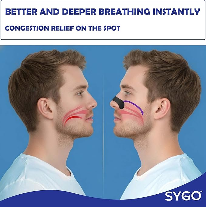 60 Pcs Nose Strips for Breathing | Nasal Strips for Snoring & Sleeping | Drug-Free Solution to Improve Sleep and Workout Performance | Oil & Sweat-Proof Extra Strength Adhesive | Anti Snoring