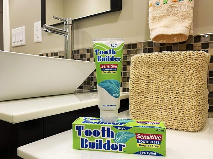 Squigle Tooth Builder SLS Free Toothpaste (Stops Tooth Sensitivity) Prevents Canker Sores, Cavities, Perioral Dermatitis, Bad Breath, Chapped Lips, 4 oz (4 Ounce (Pack of 1), Unflavored)