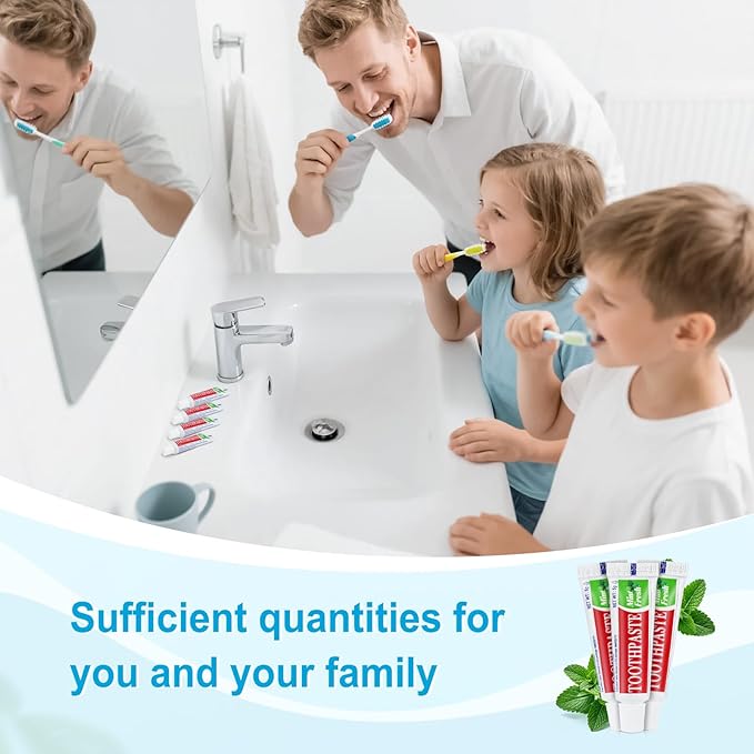 60 Tubes Travel Size Toothpaste in Bulk, Disposable Mini Mint Compact Small Pocket Size Essential Toothpaste for Vacation Hotel Shelter Homeless Nursing Home Charity Camping Single Use 0.17 oz/ 5g