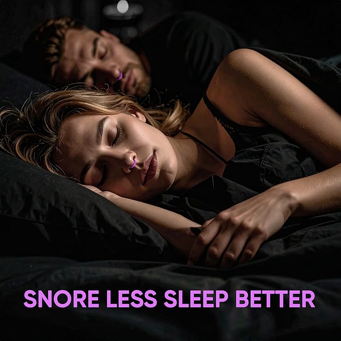 Anti Snoring Devices – Nasal Dilators - Nose Clips for Snore Relief & Better Sleep – Comfortable Silicone Snore Stopper – Anti Snoring Nose Vents – 8 Pack + Travel Case (Purple)