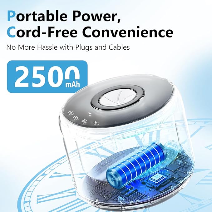 Rechargeable Ultrasonic Retainer Cleaner Machine, 46kHz Portable Dental Cleaning Pod for Night Mouth Guards, Braces, Jewelry, Aligner- 2500mAh Battery for Travel & Home