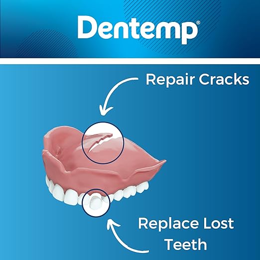 Dentemp Repair Kit - Repair-It Advanced Formula Denture Repair Kit - Repairs Broken Dentures, Mends Cracks and Replace Loose Teeth