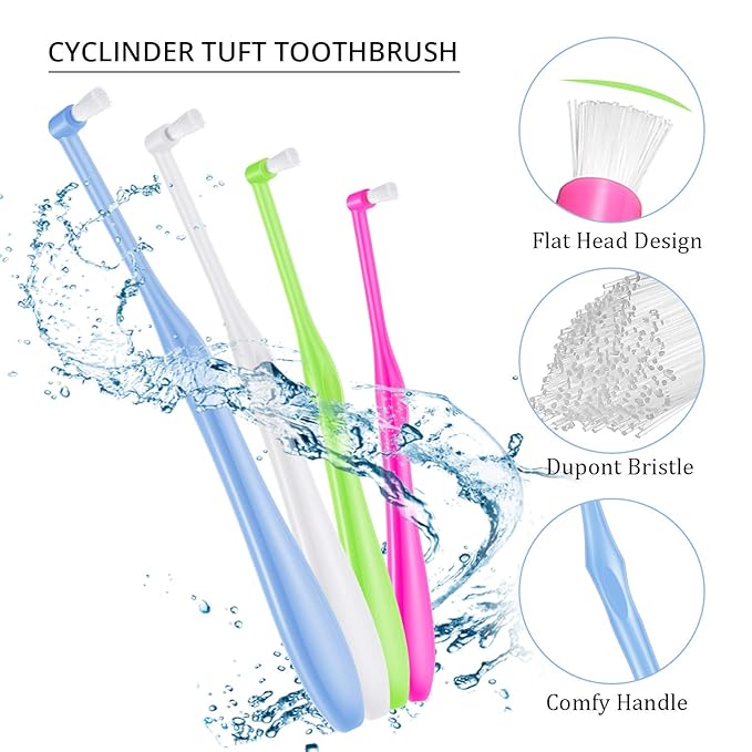 Boao 6 Pieces Tuft Toothbrush Tufted End-tuft Soft Trim Single Compact Interdental for Detail Cleaning Tapered Brush(Cyclinder Brush)